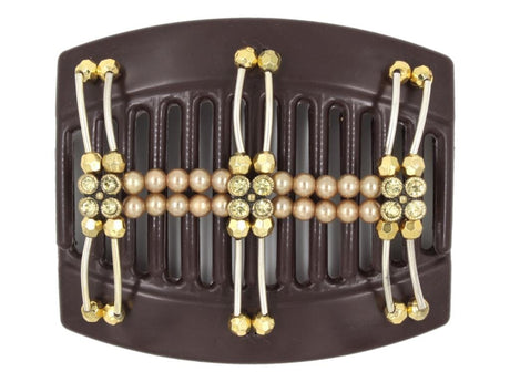 African Butterfly Thick Hair Comb - Flowers Brown 71