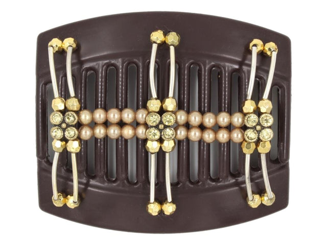 African Butterfly Thick Hair Comb - Flowers Brown 71