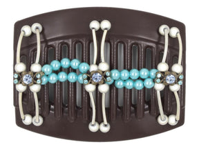 African Butterfly Thick Hair Comb - Flowers Brown 72