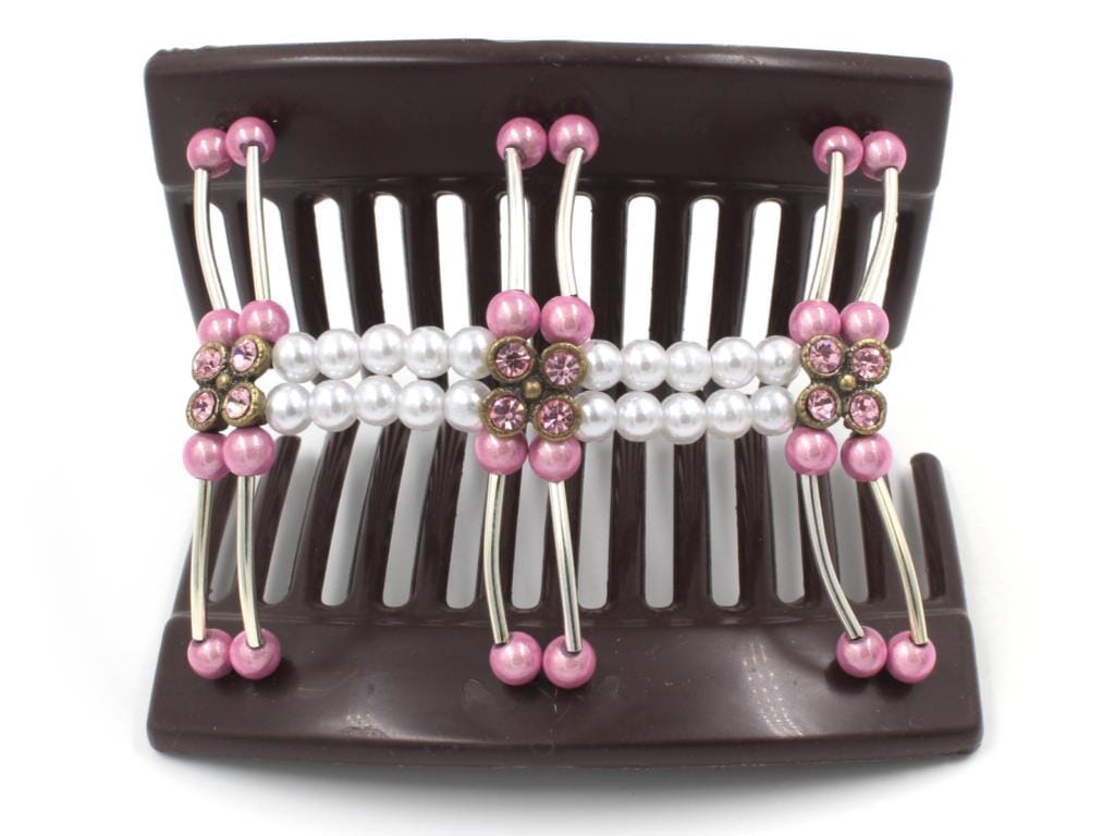 African Butterfly Thick Hair Comb - Flowers Brown 73