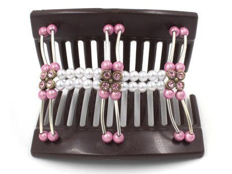 African Butterfly Thick Hair Comb - Flowers Brown 73