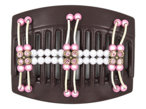 African Butterfly Thick Hair Comb - Flowers Brown 73