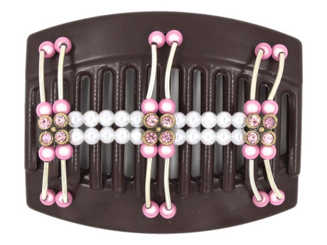 African Butterfly Thick Hair Comb - Flowers Brown 73