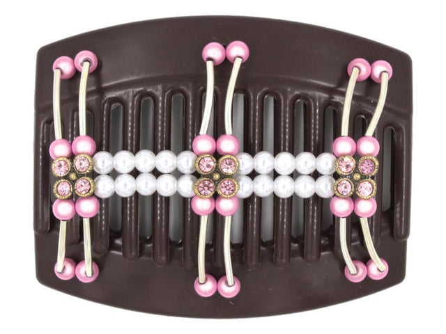 African Butterfly Thick Hair Comb - Flowers Brown 73