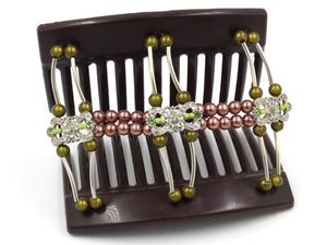 African Butterfly Thick Hair Comb - Flowers Brown 74