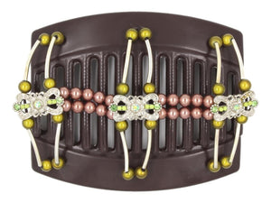 African Butterfly Thick Hair Comb - Flowers Brown 74