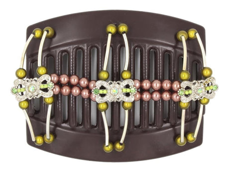 African Butterfly Thick Hair Comb - Flowers Brown 74