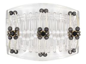 African Butterfly Thick Hair Comb - Flowers Clear 79