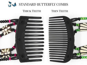 African Butterfly Thick Hair Comb - Gemstone Black 67