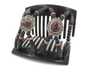 African Butterfly Thick Hair Comb - Gemstone Black 74