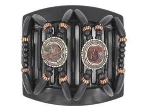 African Butterfly Thick Hair Comb - Gemstone Black 74