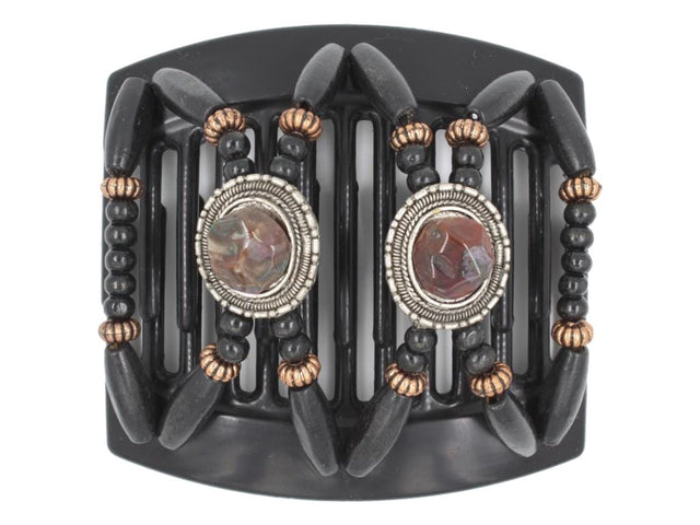 African Butterfly Thick Hair Comb - Gemstone Black 74