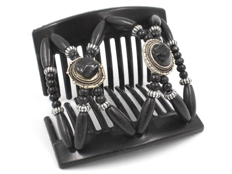 African Butterfly Thick Hair Comb - Gemstone Black 76