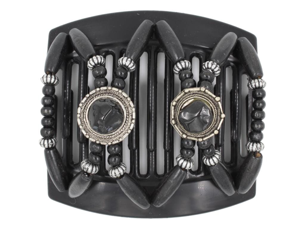 African Butterfly Thick Hair Comb - Gemstone Black 76