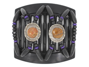 African Butterfly Thick Hair Comb - Gemstone Black 77