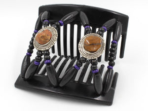 African Butterfly Thick Hair Comb - Gemstone Black 77