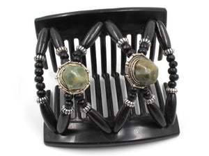 African Butterfly Thick Hair Comb - Gemstone Black 84