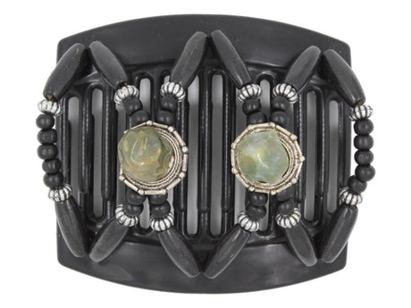 African Butterfly Thick Hair Comb - Gemstone Black 84