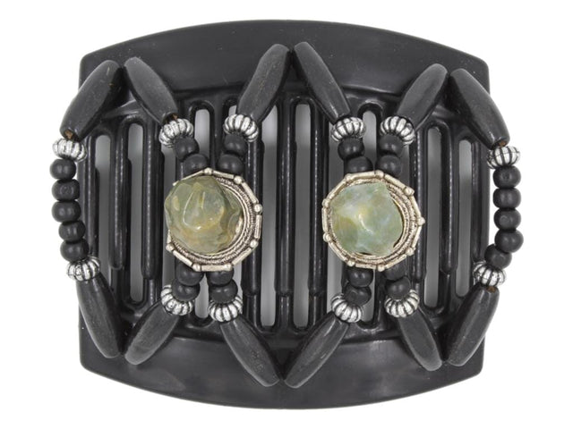 African Butterfly Thick Hair Comb - Gemstone Black 84