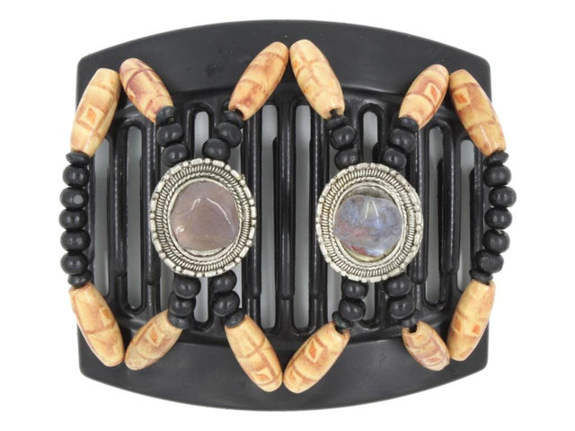 African Butterfly Thick Hair Comb - Gemstone Black 85