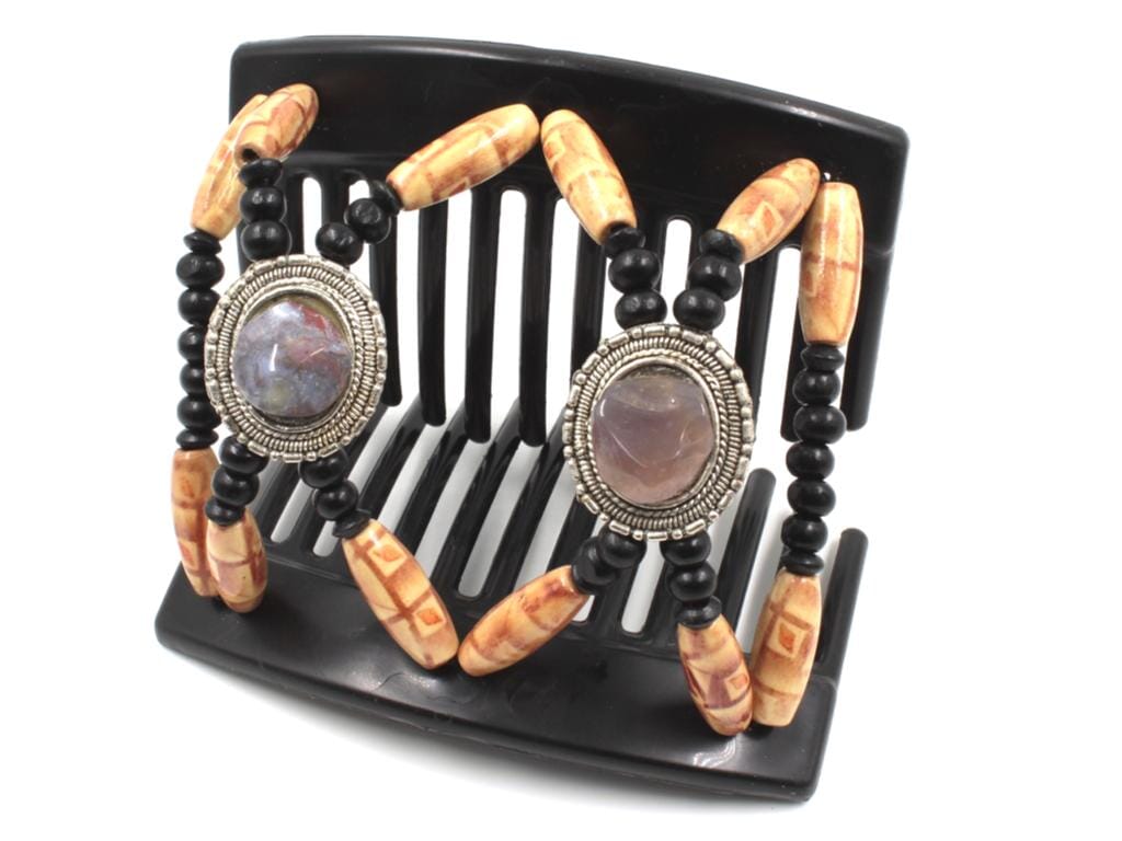 African Butterfly Thick Hair Comb - Gemstone Black 85