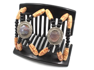 African Butterfly Thick Hair Comb - Gemstone Black 85