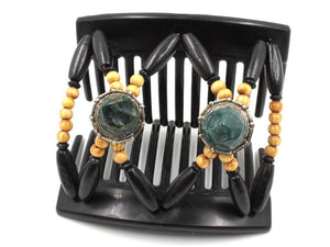 African Butterfly Thick Hair Comb - Gemstone Black 86