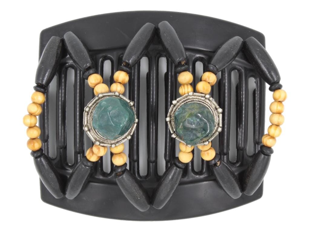 African Butterfly Thick Hair Comb - Gemstone Black 86