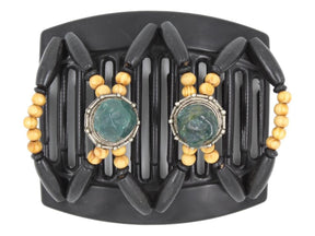 African Butterfly Thick Hair Comb - Gemstone Black 86