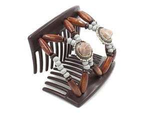 African Butterfly Thick Hair Comb - Gemstone Brown 68