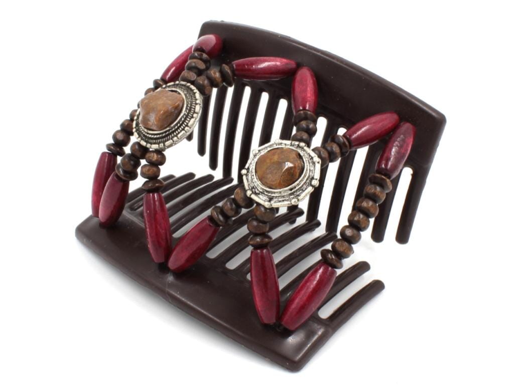 African Butterfly Thick Hair Comb - Gemstone Brown 69