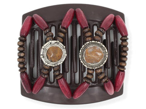 African Butterfly Thick Hair Comb - Gemstone Brown 69