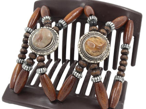 African Butterfly Thick Hair Comb - Gemstone Brown 75