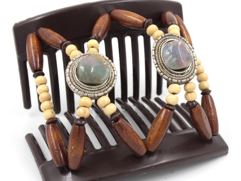 African Butterfly Thick Hair Comb - Gemstone Brown 76