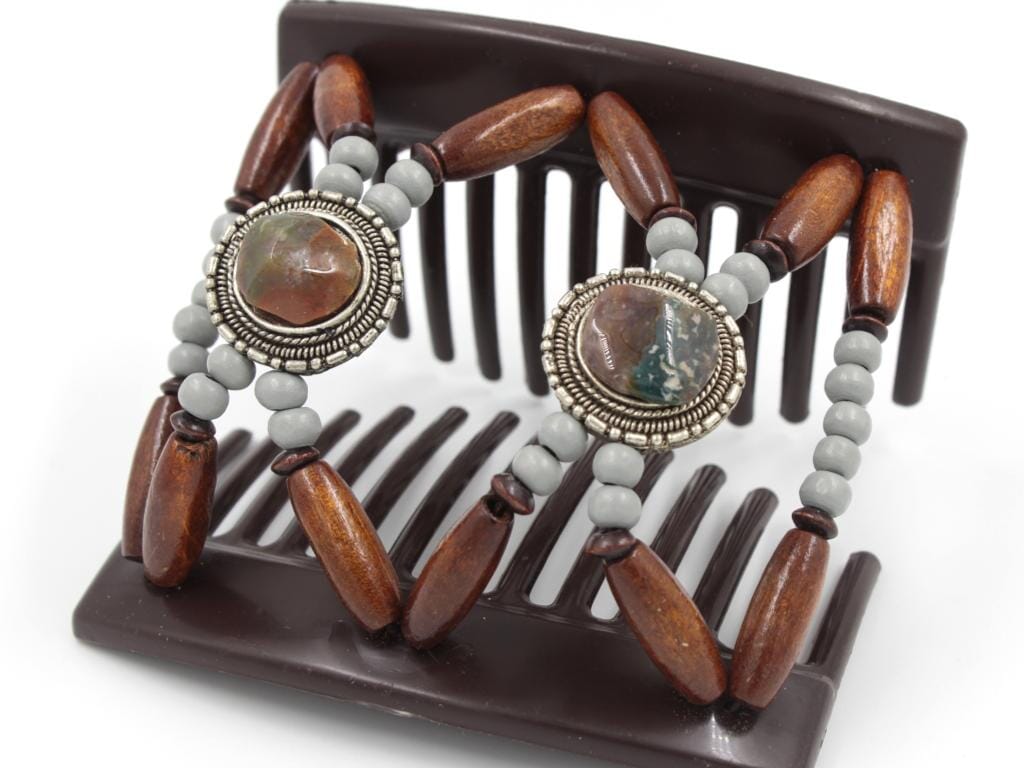 African Butterfly Thick Hair Comb - Gemstone Brown 78