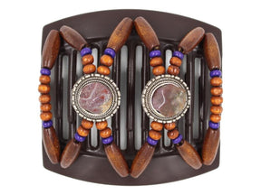 African Butterfly Thick Hair Comb - Gemstone Brown 82