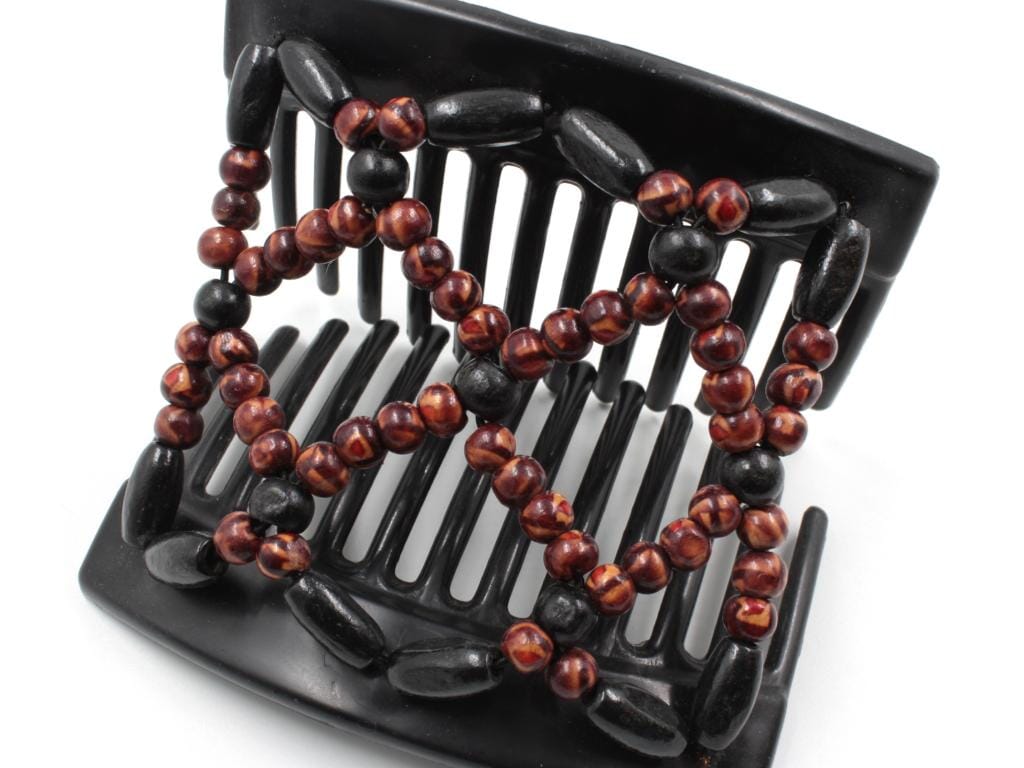 African Butterfly Thick Hair Comb - Ndebele Black 80
