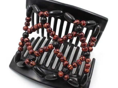 African Butterfly Thick Hair Comb - Ndebele Black 80