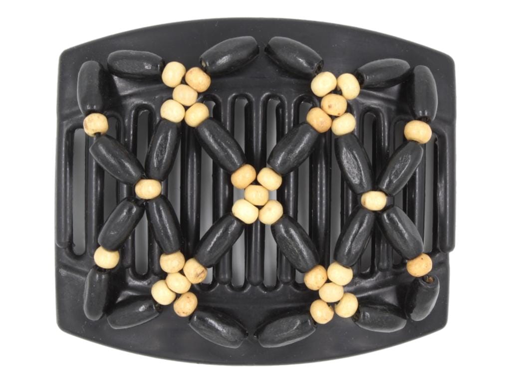 African Butterfly Thick Hair Comb - Ndebele Black 82