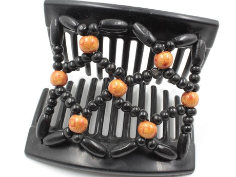 African Butterfly Thick Hair Comb - Ndebele Black 83