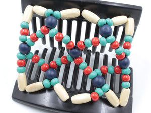 African Butterfly Thick Hair Comb - Ndebele Black 87