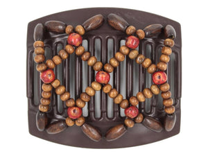 African Butterfly Thick Hair Comb - Ndebele Brown 173