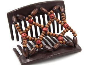African Butterfly Thick Hair Comb - Ndebele Brown 173