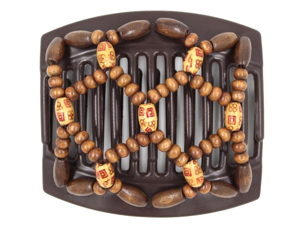 African Butterfly Thick Hair Comb - Ndebele Brown 174