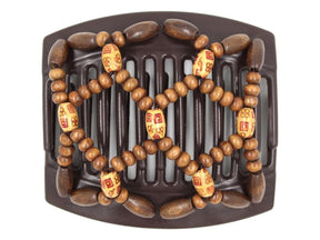African Butterfly Thick Hair Comb - Ndebele Brown 174