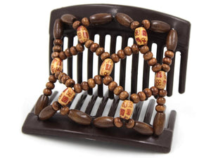 African Butterfly Thick Hair Comb - Ndebele Brown 174