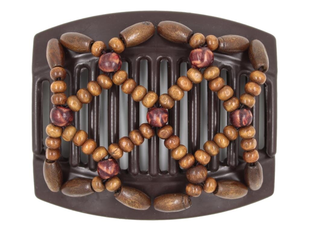 African Butterfly Thick Hair Comb - Ndebele Brown 175