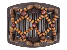 African Butterfly Thick Hair Comb - Ndebele Brown 175