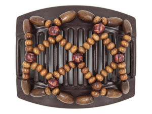 African Butterfly Thick Hair Comb - Ndebele Brown 175