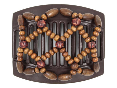 African Butterfly Thick Hair Comb - Ndebele Brown 175
